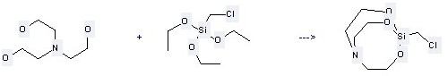 5-(chloromethyl)-4,6,11-trioxa-1-aza-5-silabicyclo[3_3_3]undecane can be prepared by 2,2',2''-azanetriyl-tris-ethanol and chloromethyl-triethoxy-silane